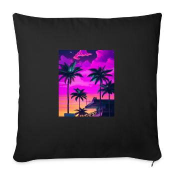 Synthwave Sun Hawaii Vaporwave Esthétique - Housse de coussin décorative 45 x 45 cm - noir - Devant
