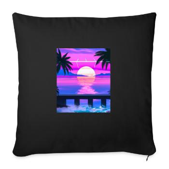 Synthwave Sun Hawaii Vaporwave Esthétique - Housse de coussin décorative 45 x 45 cm - noir - Devant