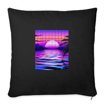 Synthwave Sun Hawaii Vaporwave Esthétique - Housse de coussin décorative 45 x 45 cm - noir - Devant