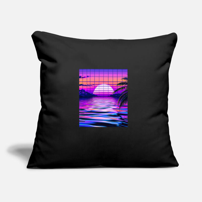 Synthwave Sun Hawaii Vaporwave Esthétique Housse de coussin décorative 45 x 45 cm