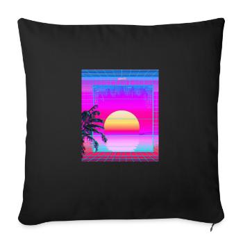 Synthwave Sun Hawaii Vaporwave Aesthetic - Sofa pillowcase 17,3'' x 17,3'' (45 x 45 cm) - black - Front
