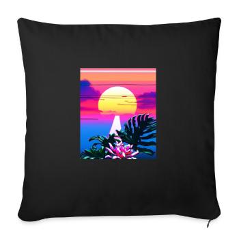 Synthwave Sun Hawaii Vaporwave Aesthetic - Sofa pillowcase 17,3'' x 17,3'' (45 x 45 cm) - black - Front