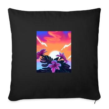 Synthwave Sun Hawaii Vaporwave Aesthetic - Sofa pillowcase 17,3'' x 17,3'' (45 x 45 cm) - black - Front