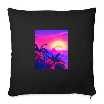 Synthwave Sun Hawaii Vaporwave Esthétique - Housse de coussin décorative 45 x 45 cm - noir - Devant