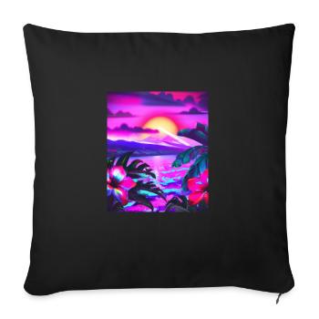 Synthwave Sun Hawaii Vaporwave Aesthetic - Sofa pillowcase 17,3'' x 17,3'' (45 x 45 cm) - black - Front