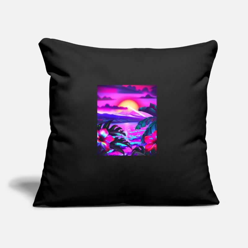 Synthwave Sun Hawaii Vaporwave Esthétique Housse de coussin décorative 45 x 45 cm