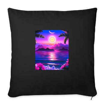 Synthwave Sun Hawaii Vaporwave Aesthetic - Sofa pillowcase 17,3'' x 17,3'' (45 x 45 cm) - black - Front