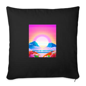 Synthwave Sun Hawaii Vaporwave Esthétique - Housse de coussin décorative 45 x 45 cm - noir - Devant