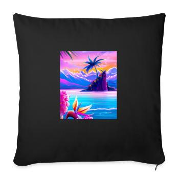 Synthwave Sun Hawaii Vaporwave Aesthetic - Sofa pillowcase 17,3'' x 17,3'' (45 x 45 cm) - black - Front