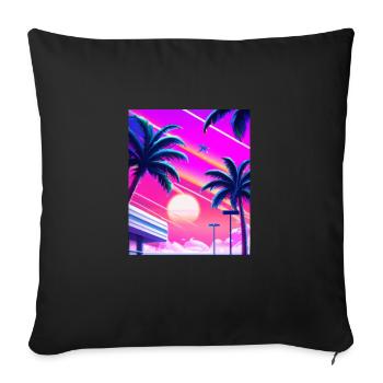 Synthwave Sun Hawaii Vaporwave Aesthetic - Sofa pillowcase 17,3'' x 17,3'' (45 x 45 cm) - black - Front