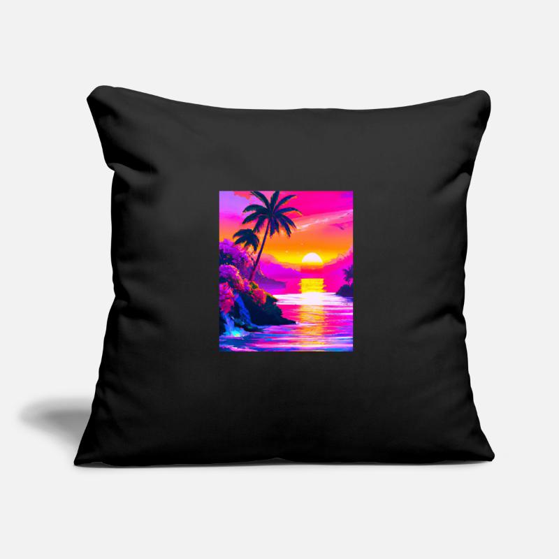 Synthwave Sun Hawaii Vaporwave Esthétique Housse de coussin décorative 45 x 45 cm