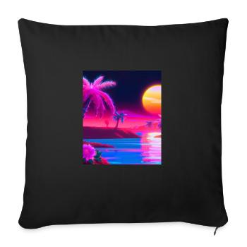 Synthwave Sun Hawaii Vaporwave Aesthetic - Sofa pillowcase 17,3'' x 17,3'' (45 x 45 cm) - black - Front