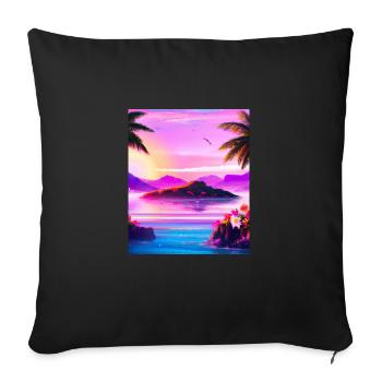 Synthwave Sun Hawaii Vaporwave Aesthetic - Sofa pillowcase 17,3'' x 17,3'' (45 x 45 cm) - black - Front