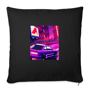 Vaporwave Esthétique Synthwave Car - Housse de coussin décorative 45 x 45 cm - noir - Devant