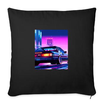 Vaporwave Esthétique Synthwave City - Housse de coussin décorative 45 x 45 cm - noir - Devant