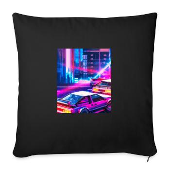 Vaporwave Esthétique Synthwave City - Housse de coussin décorative 45 x 45 cm - noir - Devant