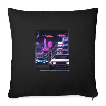 Vaporwave Esthétique Synthwave Car - Housse de coussin décorative 45 x 45 cm - noir - Devant