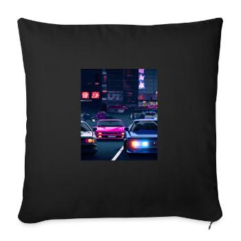 Vaporwave Esthétique Synthwave Car - Housse de coussin décorative 45 x 45 cm - noir - Devant