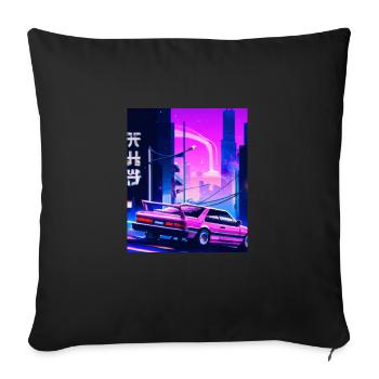 Vaporwave Esthétique Synthwave Car - Housse de coussin décorative 45 x 45 cm - noir - Devant