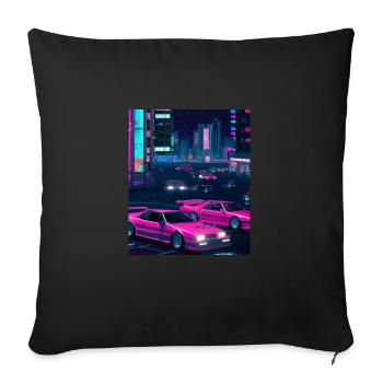 Vaporwave Esthétique Synthwave Car - Housse de coussin décorative 45 x 45 cm - noir - Devant