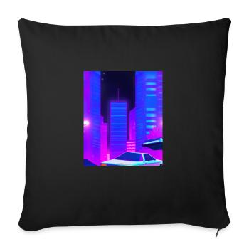 Vaporwave Esthétique Synthwave City - Housse de coussin décorative 45 x 45 cm - noir - Devant