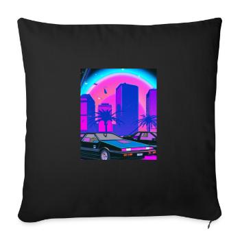 Vaporwave Esthétique Synthwave City - Housse de coussin décorative 45 x 45 cm - noir - Devant