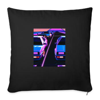 Vaporwave Esthétique Synthwave Car - Housse de coussin décorative 45 x 45 cm - noir - Devant