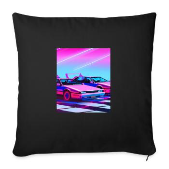 Vaporwave Esthétique Synthwave Car - Housse de coussin décorative 45 x 45 cm - noir - Devant