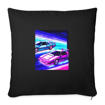 Vaporwave Esthétique Synthwave Car - Housse de coussin décorative 45 x 45 cm - noir - Devant