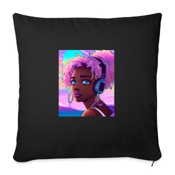 Pastel Aesthetic Cute Anime Girl - Sofa pillowcase 17,3'' x 17,3'' (45 x 45 cm) - black - Front
