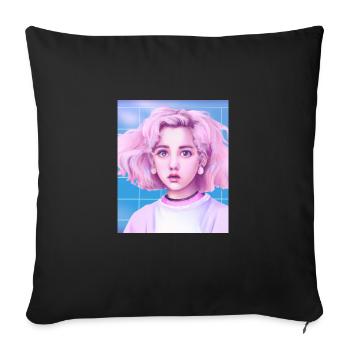Pastel Aesthetic Cute Anime Girl - Sofa pillowcase 17,3'' x 17,3'' (45 x 45 cm) - black - Front