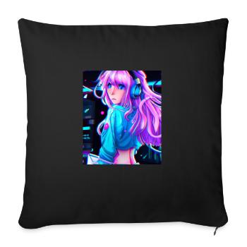 Pastel Aesthetic Cute Anime Girl - Sofa pillowcase 17,3'' x 17,3'' (45 x 45 cm) - black - Front