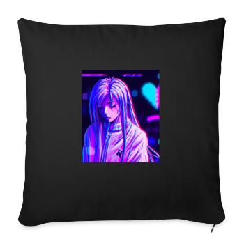 Pastel Esthétique Triste Anime Fille - Housse de coussin décorative 45 x 45 cm - noir - Devant