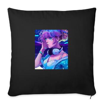 Pastel Aesthetic Cute Anime Girl - Sofa pillowcase 17,3'' x 17,3'' (45 x 45 cm) - black - Front