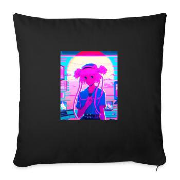 Pastel Esthétique Triste Anime Fille - Housse de coussin décorative 45 x 45 cm - noir - Devant