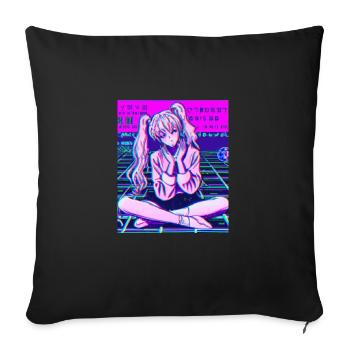 Pastel Esthétique Triste Anime Fille - Housse de coussin décorative 45 x 45 cm - noir - Devant