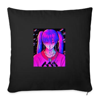 Pastel Esthétique Triste Anime Fille - Housse de coussin décorative 45 x 45 cm - noir - Devant