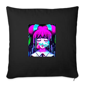 Pastel Esthétique Triste Anime Fille - Housse de coussin décorative 45 x 45 cm - noir - Devant