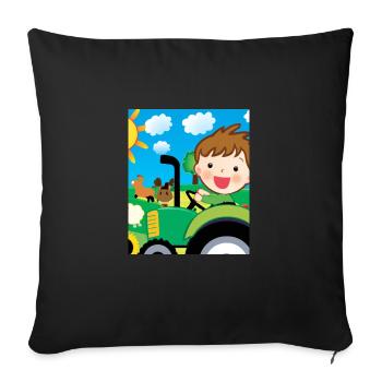 Green Tractor Birthday Farm Animals - Sofa pillowcase 17,3'' x 17,3'' (45 x 45 cm) - black - Front