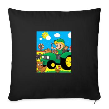 Green Tractor Birthday Farm Animals - Sofa pillowcase 17,3'' x 17,3'' (45 x 45 cm) - black - Front