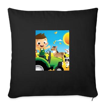 Green Tractor Birthday Farm Animals - Sofa pillowcase 17,3'' x 17,3'' (45 x 45 cm) - black - Front