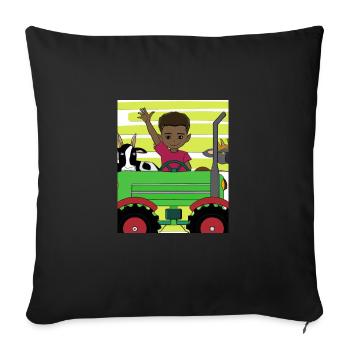Green Tractor Birthday Anime Farm Animals - Sofa pillowcase 17,3'' x 17,3'' (45 x 45 cm) - black - Front