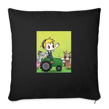 Green Tractor Birthday Anime Farm Animals - Sofa pillowcase 17,3'' x 17,3'' (45 x 45 cm) - black - Front