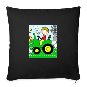 Green Tractor Birthday Farm Animals - Sofa pillowcase 17,3'' x 17,3'' (45 x 45 cm) - black - Front