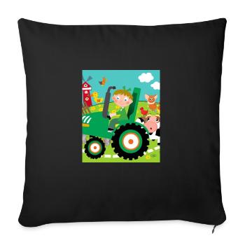 Green Tractor Birthday Farm Animals - Sofa pillowcase 17,3'' x 17,3'' (45 x 45 cm) - black - Front
