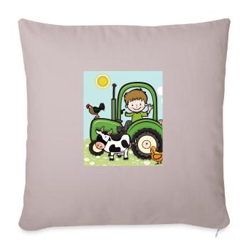 Green Tractor Birthday Farm Animals - Sofa pillowcase 17,3'' x 17,3'' (45 x 45 cm) - light taupe - Front