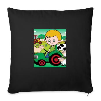 Green Tractor Birthday Farm Animals - Sofa pillowcase 17,3'' x 17,3'' (45 x 45 cm) - black - Front
