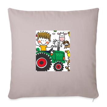 Green Tractor Birthday Farm Animals - Sofa pillowcase 17,3'' x 17,3'' (45 x 45 cm) - light taupe - Front
