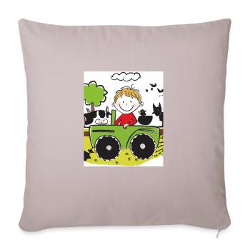 Green Tractor Birthday Farm Animals - Sofa pillowcase 17,3'' x 17,3'' (45 x 45 cm) - light taupe - Front
