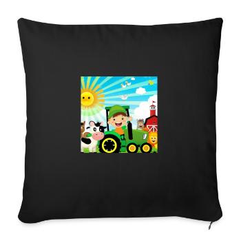 Green Tractor Birthday Farm Animals - Sofa pillowcase 17,3'' x 17,3'' (45 x 45 cm) - black - Front